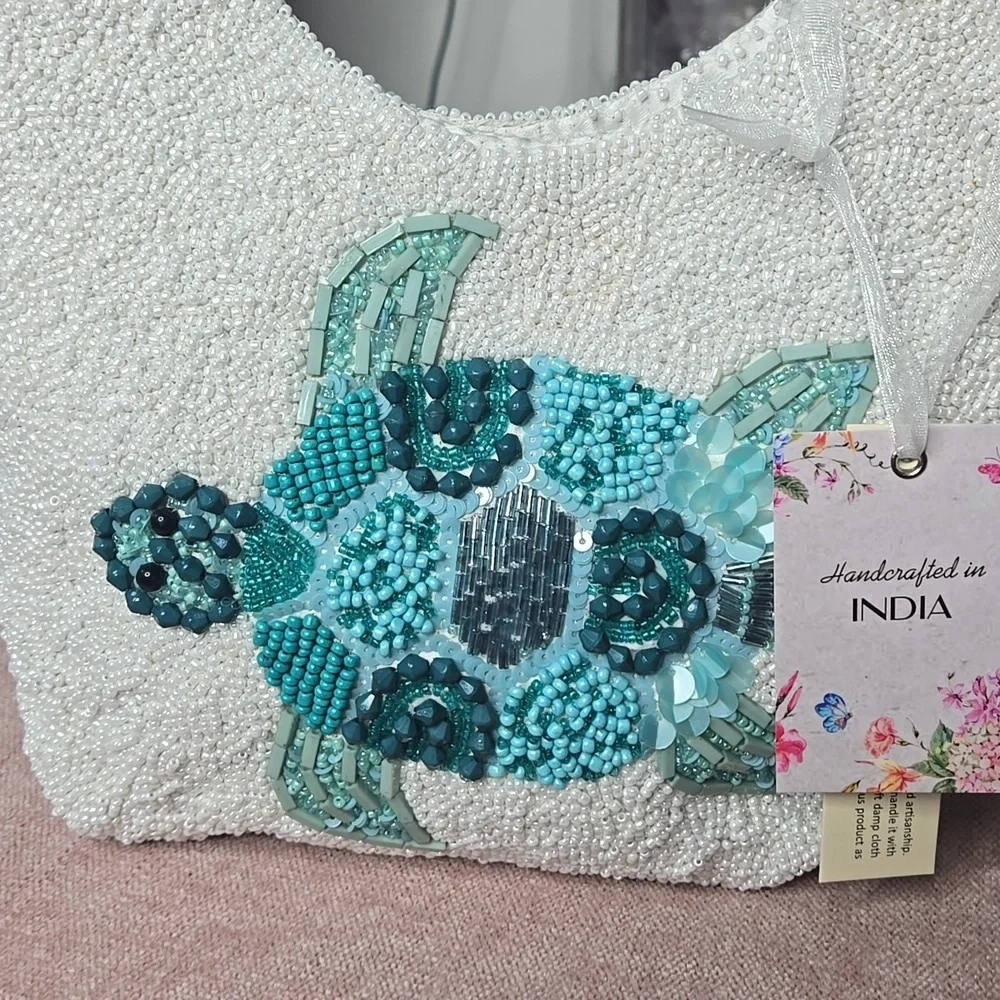 NWT India Sea Turtle Beaded Bag